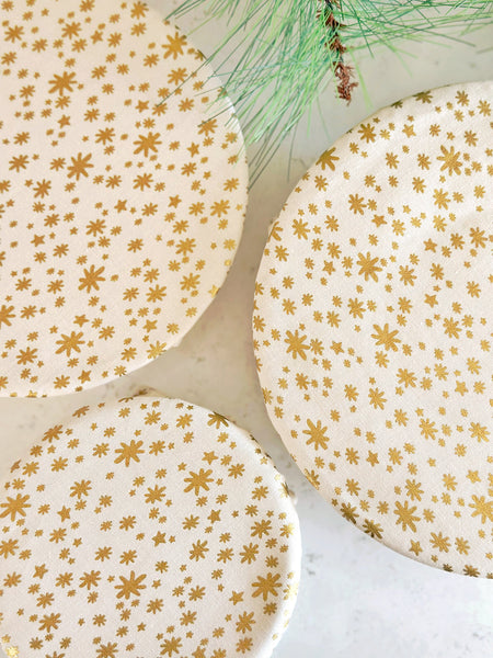 Gold Twinkle Stars Cotton Fabric Food Baking Bread Mixer Bowl Covers | Reusable Washable Zero Waste Eco-friendly Sustainable Gift Kitchen Tool