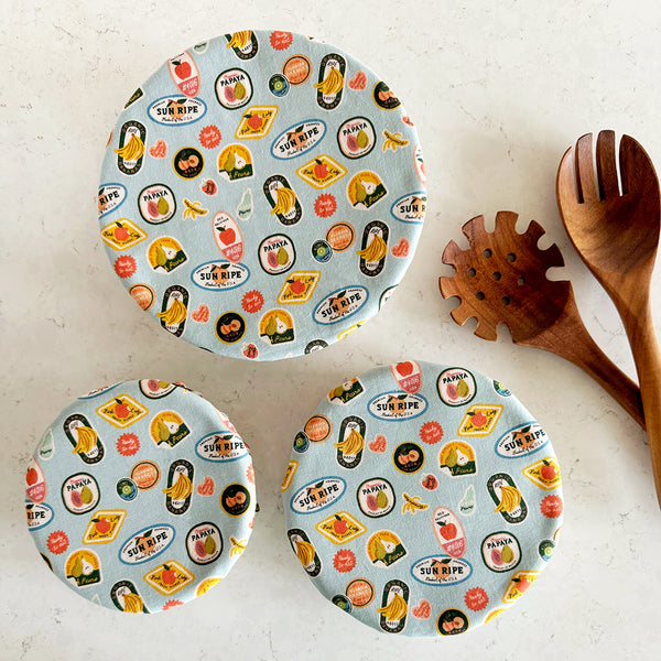 Fruit Stickers Pattern Reusable Bowl Covers