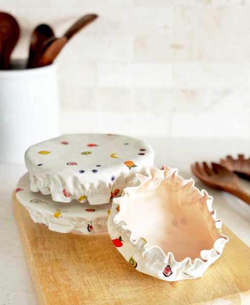 Mini Mixed Fruit Icons in Cream Reusable Bowl Covers