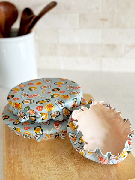 Fruit Stickers Pattern Reusable Bowl Covers