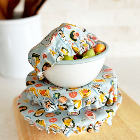 Fruit Stickers Pattern Reusable Bowl Covers