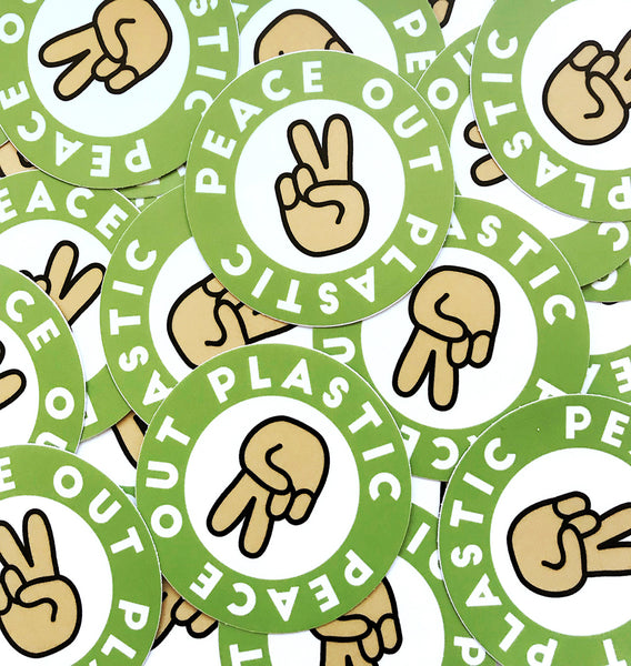 Peace Out Plastic Matte Sticker | Great for Water Bottles, Laptop Decal | Save Our Oceans