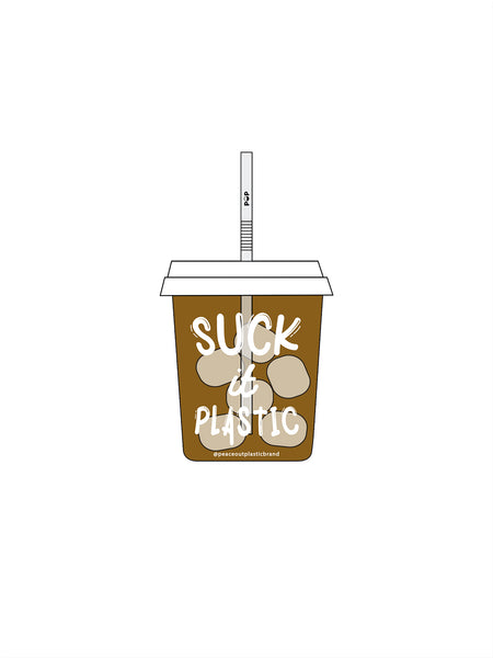 Suck It Plastic Coffee Lover Matte Sticker | Great for Water Bottles, Outdoor Gear | Save Our Oceans