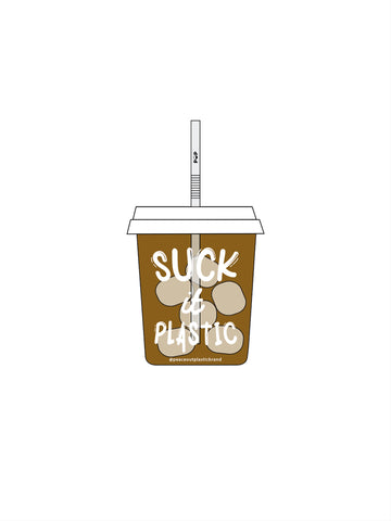 Suck It Plastic Coffee Lover Matte Sticker | Great for Water Bottles, Outdoor Gear | Save Our Oceans