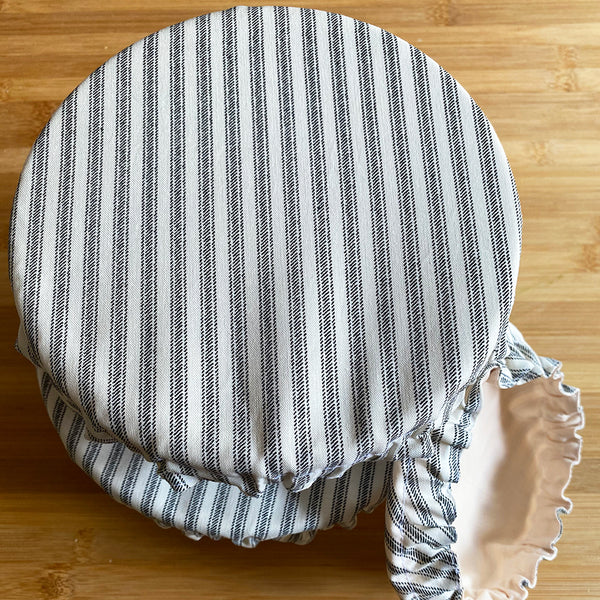 Farmhouse Black Ticks Picnic Reusable Washable Cotton Fabric Food Baking Bread Mixer Bowl Covers | Zero Waste Eco-friendly Sustainable Gift Kitchen Tool Accessories