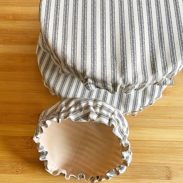 Farmhouse Black Ticks Picnic Reusable Washable Cotton Fabric Food Baking Bread Mixer Bowl Covers | Zero Waste Eco-friendly Sustainable Gift Kitchen Tool Accessories