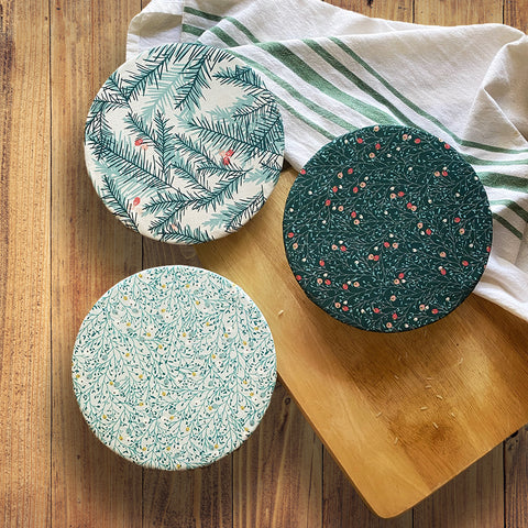 Reusable Washable Cotton Fabric Food Baking Bread Mixer Bowl Covers | Zero Waste Eco-friendly Sustainable Gift Kitchen Tool | Modern Winter