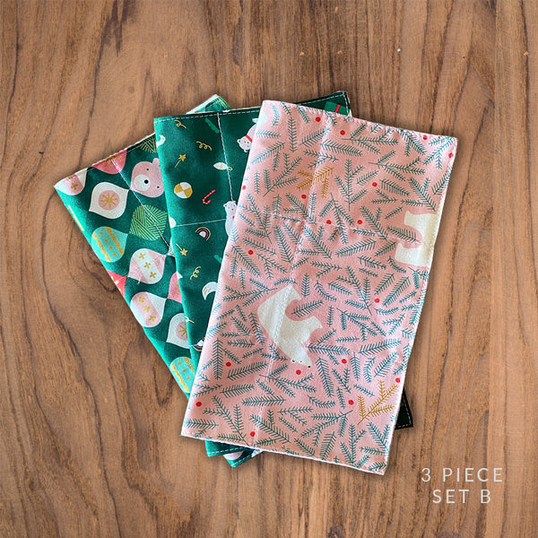 Reusable 3ply Cotton Paper Paperless Towels | Eco-friendly Zero Waste Gift | Modern Christmas Set